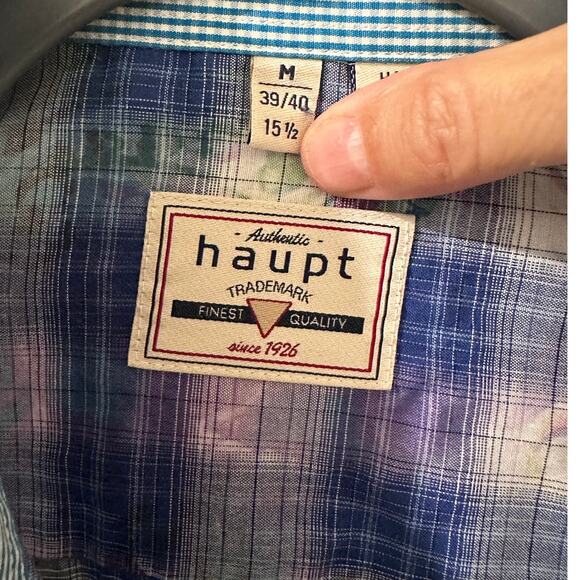 Haupt Germany Men's Watercolor Floral Paisley Plaid LS Tie Dye Shirt, M - Picture 2 of 11